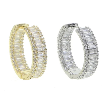 

new multi layer cubic zircon hoop earringS for women full cz Stone cz gold color circel earring women Ear BrincoS Jewelry