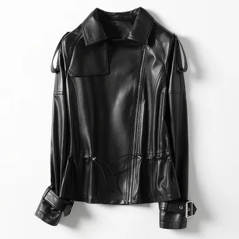 

2020 Women Spring Genuine Real Sheep Leather Jacket H19