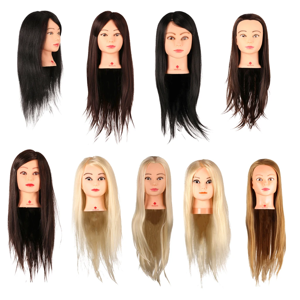 26inch Hairdressing Practice Training Head Model Long Straight Golden Hair Mannequin Doll Head with Stand for Barber Salon