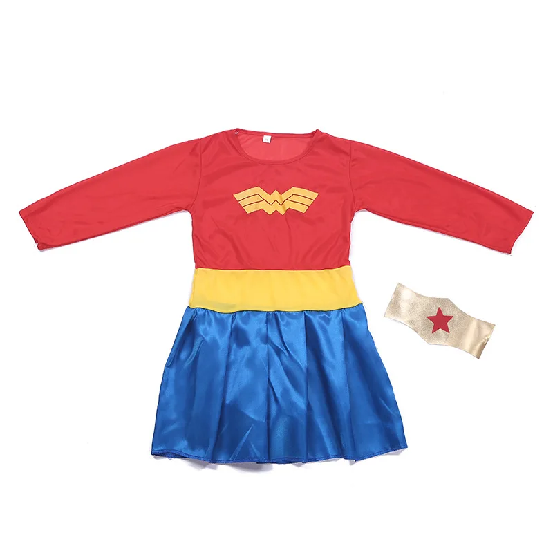 Костюмы для Хэллоуина для девочек; карнавальные вечерние костюмы для девочек с героями мультфильма «Супермен»