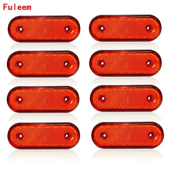 

Fuleem 8PCS 24V Oval 20 Led Red Side Outline Marker Lamps Lights Trailer Truck Lorry Waterproof