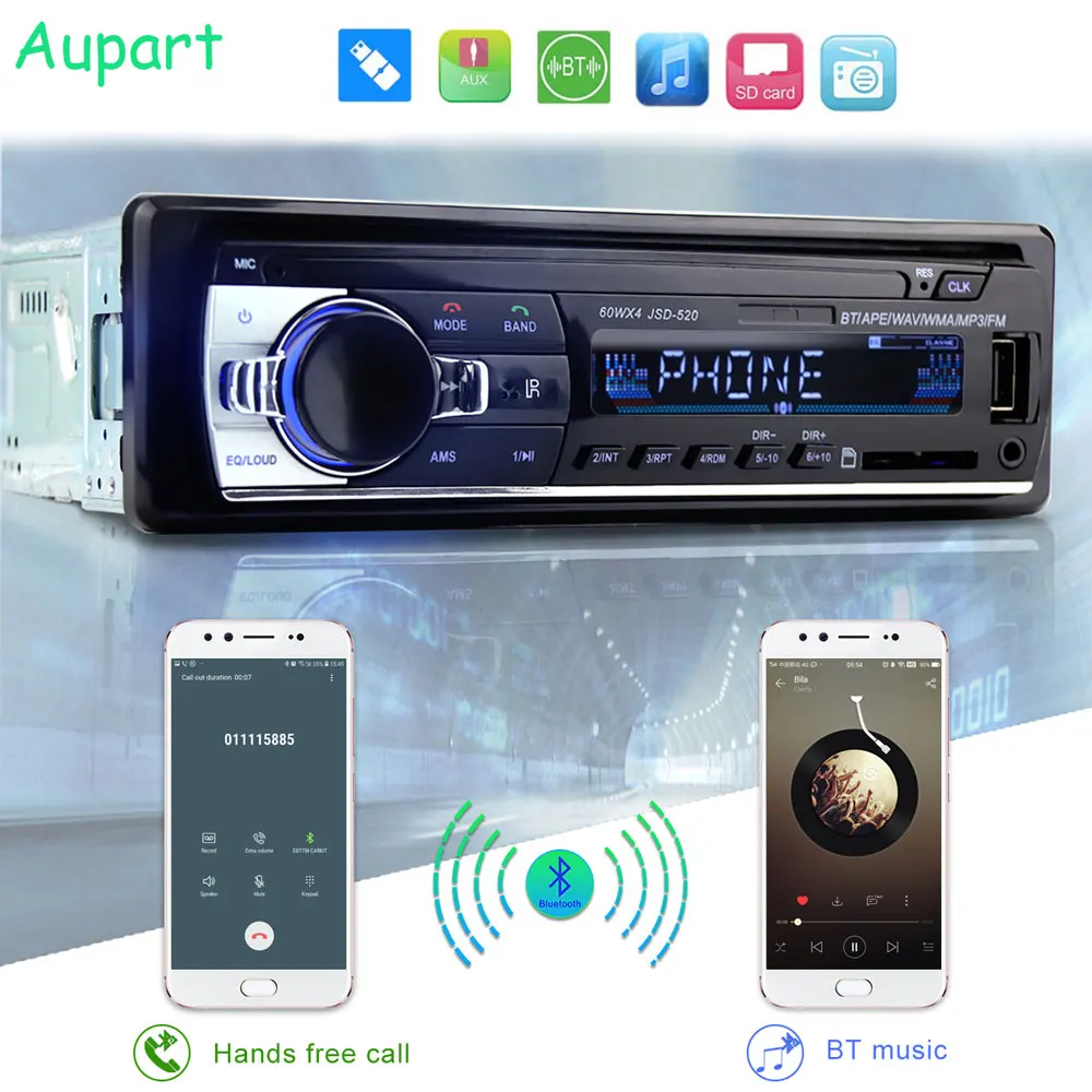 Автомобильный радиоприемник с Bluetooth автомобильный стерео радио FM Aux вход