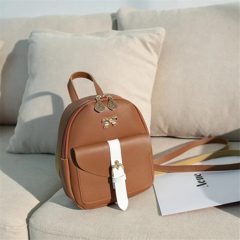 Brown Gusure женский мини рюкзак роскошный из искусственной кожи рюкзаки Kawaii милый изящный рюкзак маленькие школьные сумки для девочек с бантом - Цвет: Brown