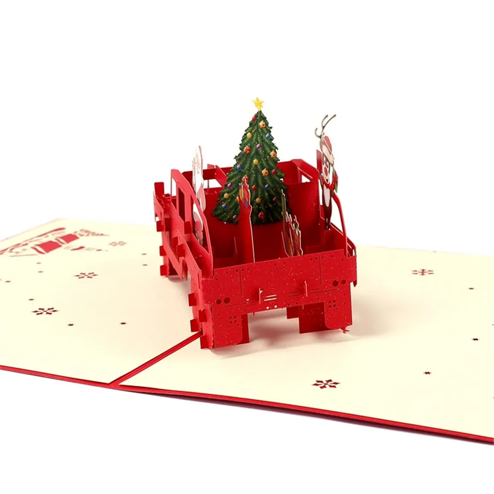 3D стерео всплывающие поздравительные карты с конвертом лазерная резка открытка для рождественской вечеринки украшения Рождественский подарок A30820