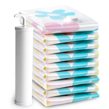 

11-Piece Vacuum Storage Bag Vacuum Compressed Bag with Hand Pump Blanket Clothes Reusable Quilt Storage Bag Home Organ