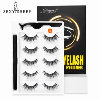 

Sexysheep 5 Pairs Magic Eyelashes Set Lashes Extension Handmade Natural Eyelashes set easy to wear eyeliner False Eyelashes set
