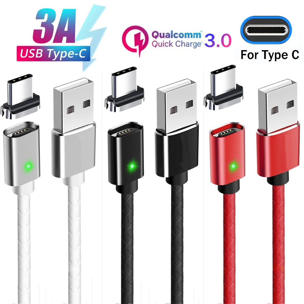 Магнитный кабель type C USB C 3A быстрое зарядное устройство телефонный провод для Samsung S8 S9 LG Xiaomi для huawei mate 20 Pro P20 зарядный кабель