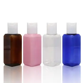 

5 pcs 50ml Travel empty plastic square shape bottle, screw Top Cap For Cosmetic Bottle spray Simple Lotion shampoo Containers