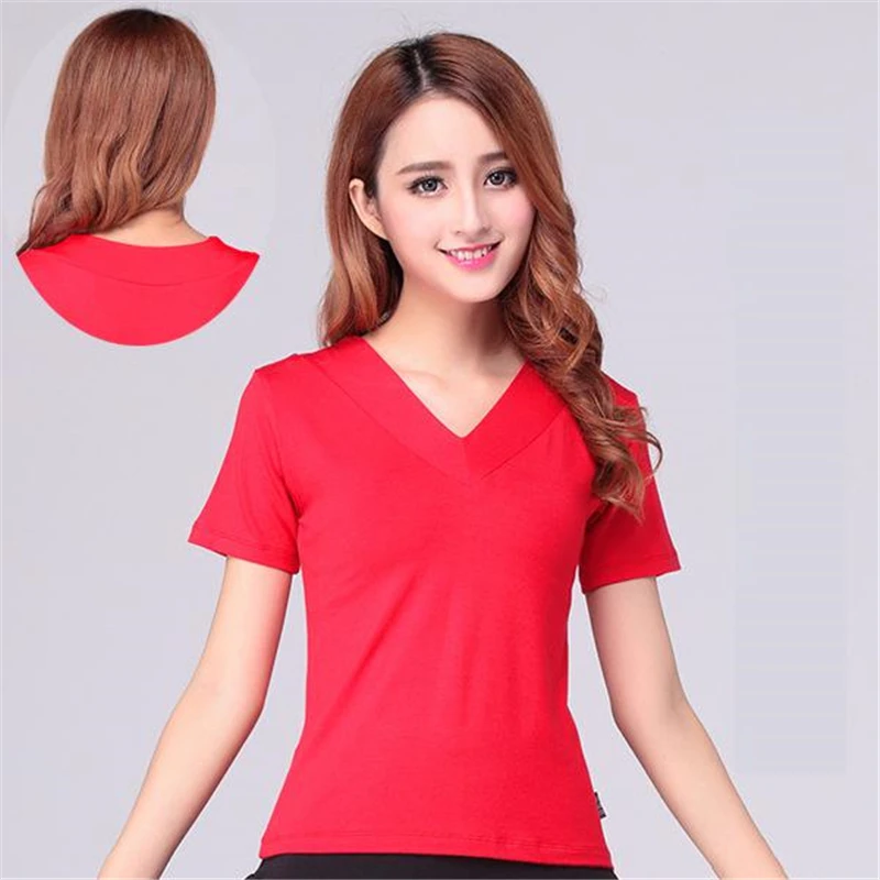 New Arrival Adult Latin Dance Short Sleeve V-neck Top Female Ballroom Dance Women Square Dancers Clothes Performance Suit Slim