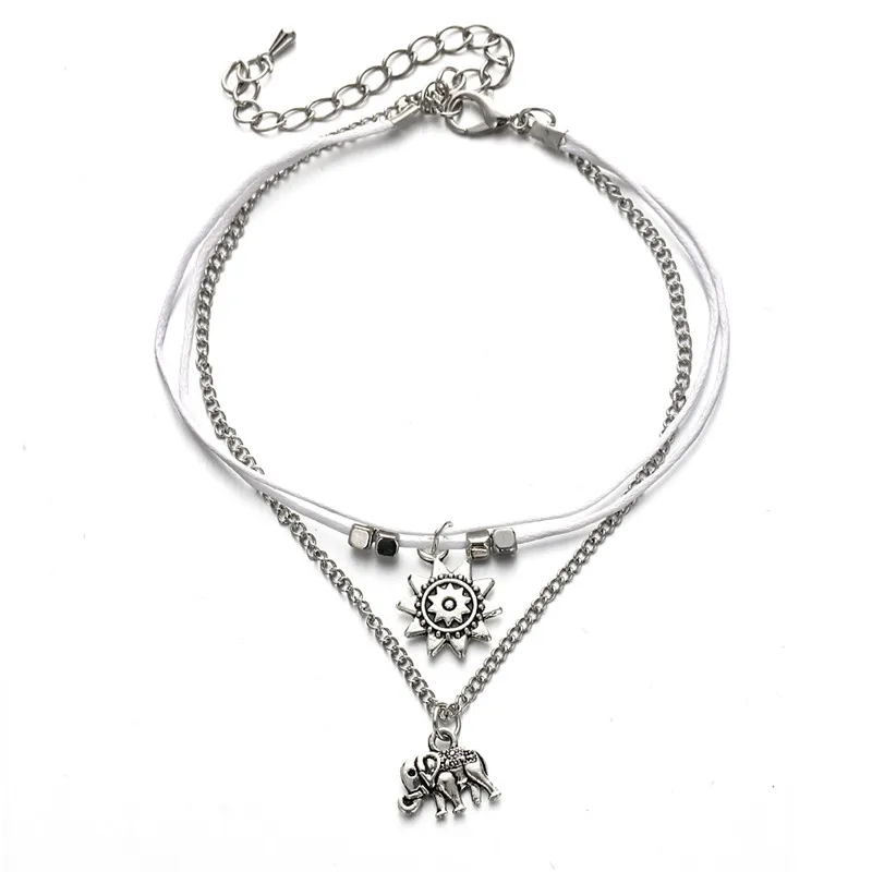 GDN05-02 Boho кисточкой оболочки женские браслеты для щиколотки богемный Винтаж ножной браслет, сделанный своими руками браслет ноги босиком дамы пляжное украшение на ногу аксессуары - Окраска металла: GDN05-02