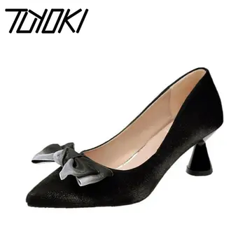 

Tuyoki Women High Heel Shoes Fashion Bowknot Ladies Pumps Sexy Pointed Toe Strange Heels Dance Party Footwear Size 34-39