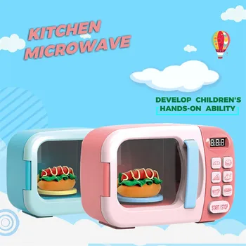 

Children Pretend Play Toys Simulation Microwave Oven Toy Set Baby Role Playing Toy Electric Microwave Oven with Light