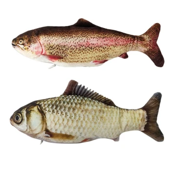 

2 Set Moving Fish Cat Toy Realistic Plush Simulation Electric Wagging Fish Cat Toy Black, Rainbow Trout & Grass Carp