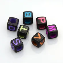 

500g Solid Color Initial Acrylic Beads Cube Mixed Color 6x6x6mm Hole: 3.6mm about 2500PCS /500g