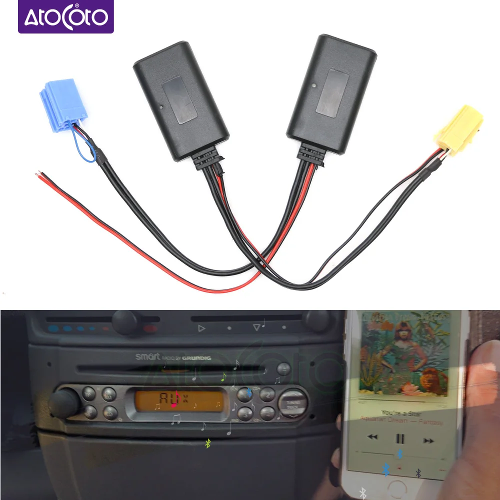 Car Bluetooth 5.0 Module Cable AUX Adapter for Smart Fortwo 450 451