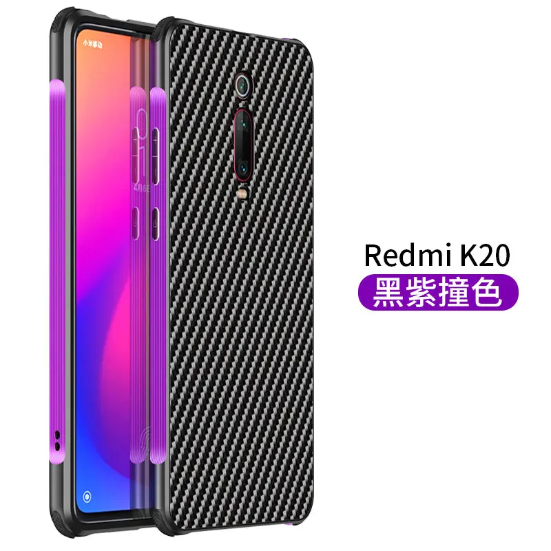 Фиолетовый Чехол из углеродного волокна для Xiao mi Red mi K20 Pro PC+ Алюминиевый металлический бампер чехол для Xiaomi mi 9 T/mi 9T Pro противоударный металлический чехол - Цвет: Фиолетовый