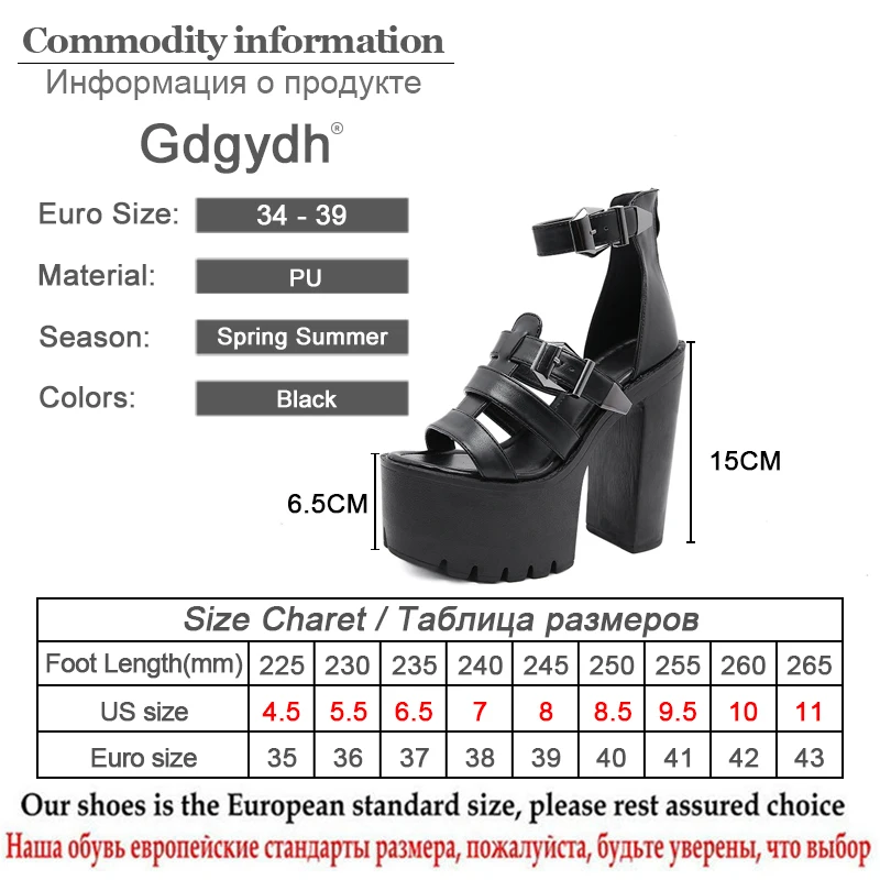Женские босоножки на массивной платформе Gdgydh черные из мягкой кожи с открытым
