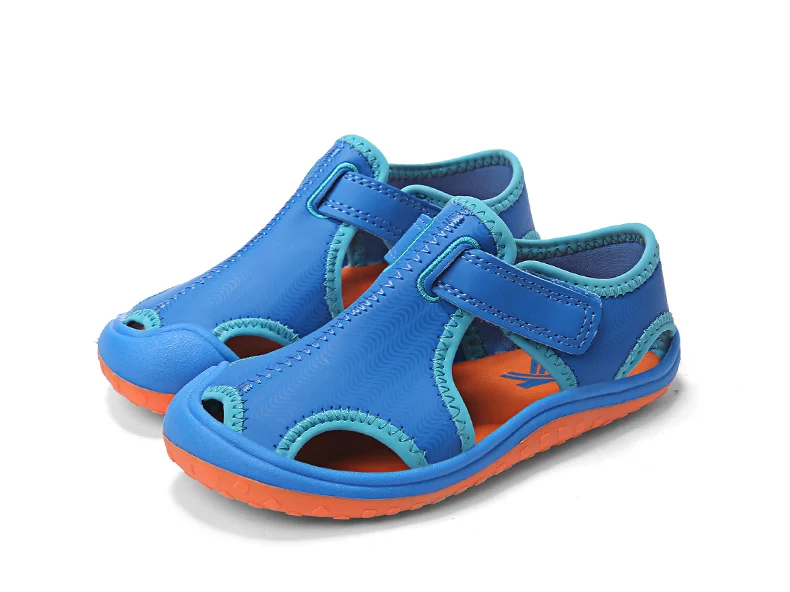 Летние новые сандалии принцессы, детская обувь на плоской подошве, сандалии с закрытым носком для девочек, обувь для малышей, удобные пляжные сандалии для мальчиков - Цвет: 902 Light blue