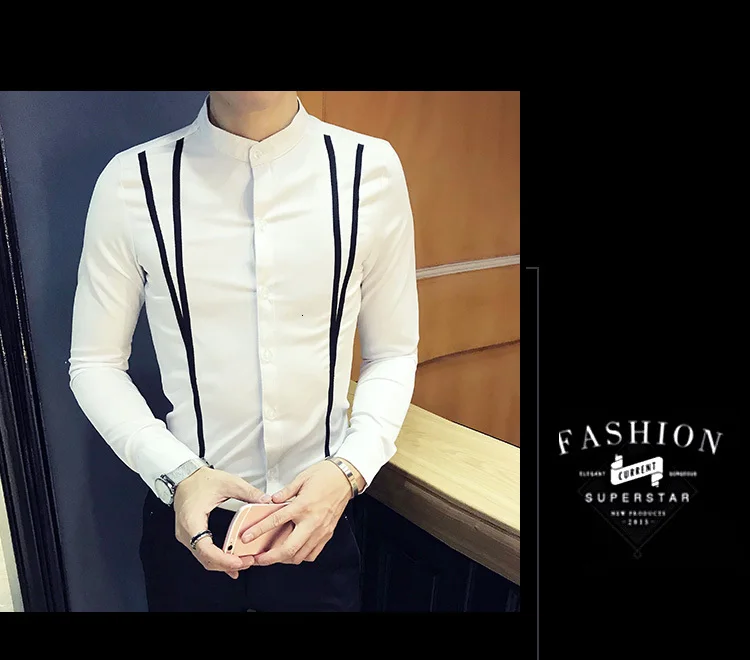 Осенние модные облегающие мужские рубашки с длинным рукавом Camisas Para Hombre Повседневная Женская сорочка Homme Осенняя рубашка Social Masculina