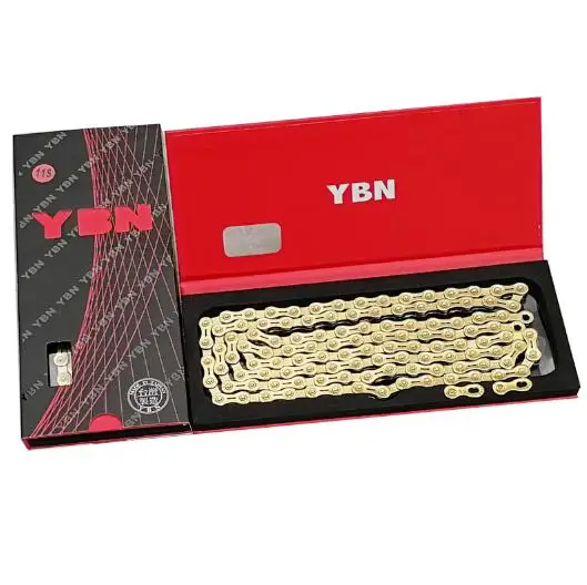 Flash Deal YBN Bicycle Chains Ultralight Black/Gold full Hollow 10/11 Speed Chain MTB Road Bike Chain 3