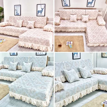 

Modern European Linen suede sofas covers universal Thick non-slip comfort Lace couch covers for sofas recliner furniture covers