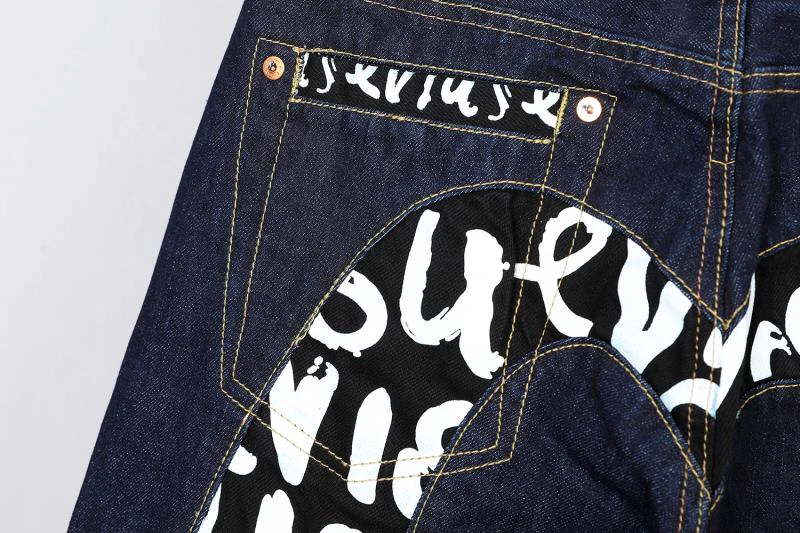 Evisu новые Повседневные Дышащие Модные мужские штаны наивысшего качества теплые джинсы прямые для отдыха с принтом средней талии мужские брюки E6181