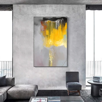 

Abstract Chaotic Color Canvas Painting Modern Green Yellow Grey Posters and Prints for Living Room Big Wall Art Picture Poster