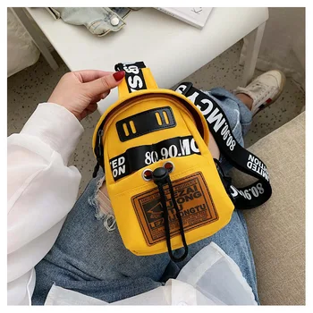 

Brand women's bag 2019 New Women Multifunction Bag fashion Casual Student Chest Pack Canvas Phone Bags Small Belt Bag Chest Bag