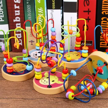 

New Children's Educational Toys Mini Carton image Around Bead Children's Kids educational Wooden Baby Toys Mini around Beads