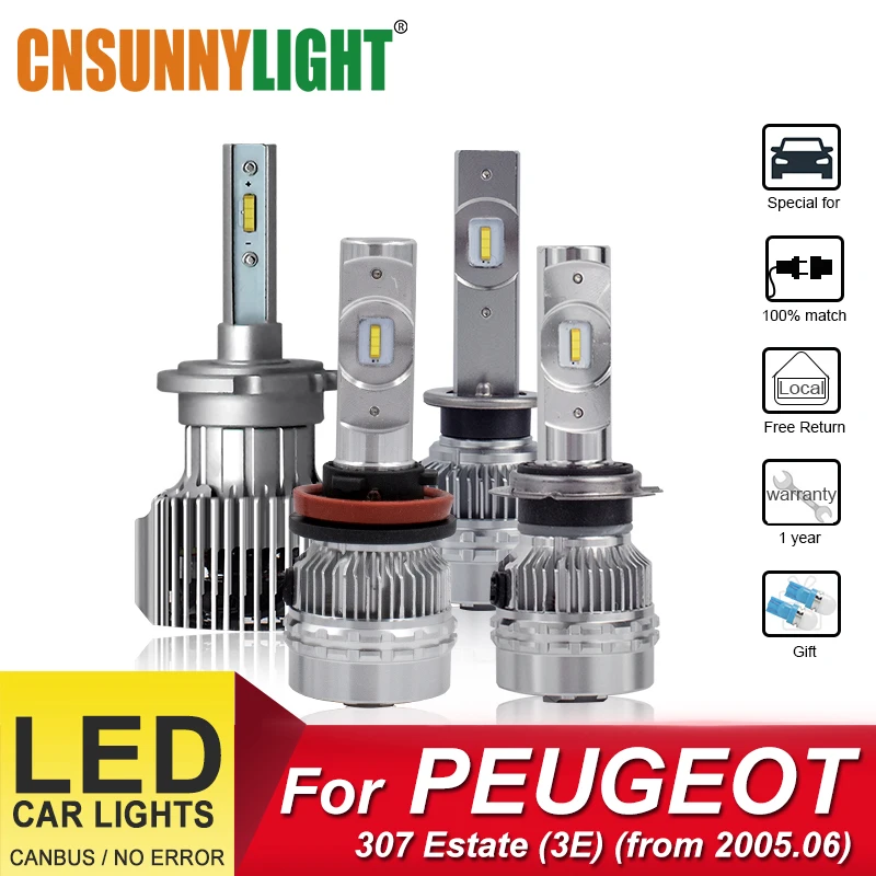 CNSUNNYLIGHT автомобильный налобный фонарь Автомобильный светодиодный лампы для PEUGEOT 307 Estate(3E)(от 2005,06) Foglamp H11 фары автомобильные аксессуары
