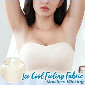 

Chest Wrap Bra Women's Strapless Anti-glare Gather Ice Silk Air Bra Tank Top Short Vest Femme Braes Posture Bra soutien gorge