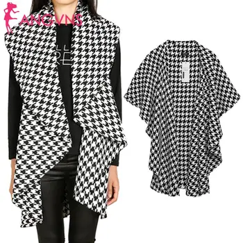 

Women Wool Coat Elegant Shawl Wrap Turn-down Collar Open Stitch Women's Cape Scarves casual Coat