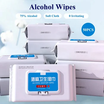 

50pc Disinfection Portable Alcohol Swabs Wipes Antiseptic Cleanser Cleaning Sterilization Home school office Disinfectant Wipes