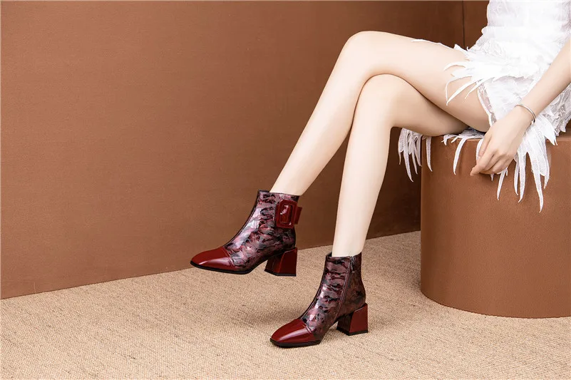 FEDONAS/элегантные офисные женские ботильоны; обувь для вечеринок из натуральной кожи; большие размеры; женские теплые полусапожки на высоком каблуке; сезон осень-зима