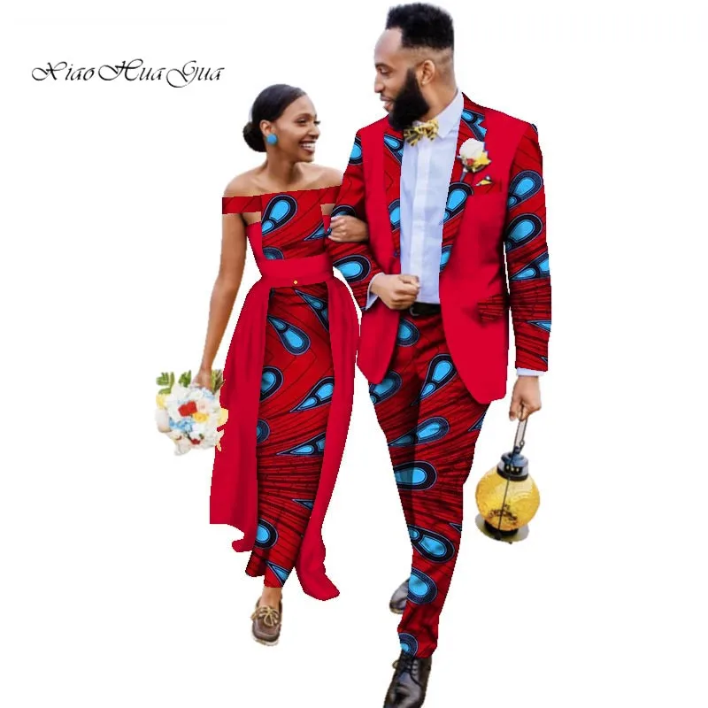 Комплект из двух предметов, африканская одежда с принтом Дашики для влюбленных, Мужской Блейзер, костюм плюс женские вечерние свадебные платья 6XL WYQ93 - Цвет: 11