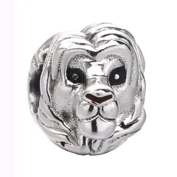 

New 925 Sterling Silver Bead Charm Red Enamel Eyes And Nose Simba Beads Fit Pandora Bracelet Bangle Diy Jewelry