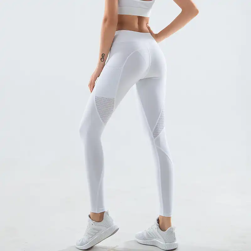 white mesh workout leggings