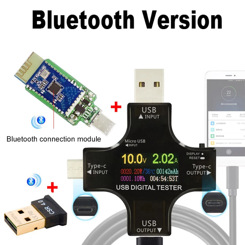 PD USB цветной Тестер 12 в 1 DC Цифровой вольтметр Ток Напряжение тип-c метр Ампер Амперметр детектор запасные аккумуляторы для телефонов зарядное устройство индикатор - Цвет: TFT-Color Tester