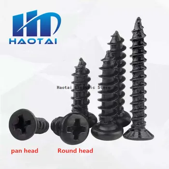 

100pcs M2 M2.6 M3 M3.5 Black Steel Mini Micro Small Phillips Flat Countersunk Head Cross Round Pan Head Self-tapping Wood Screw