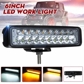 

1/2Pcs 6" 60W 12V 24V 18LED Work Light Driving Strip Off Road Dual Row LED Light Bar Spot Flood Combo Beam For SUV Offroad