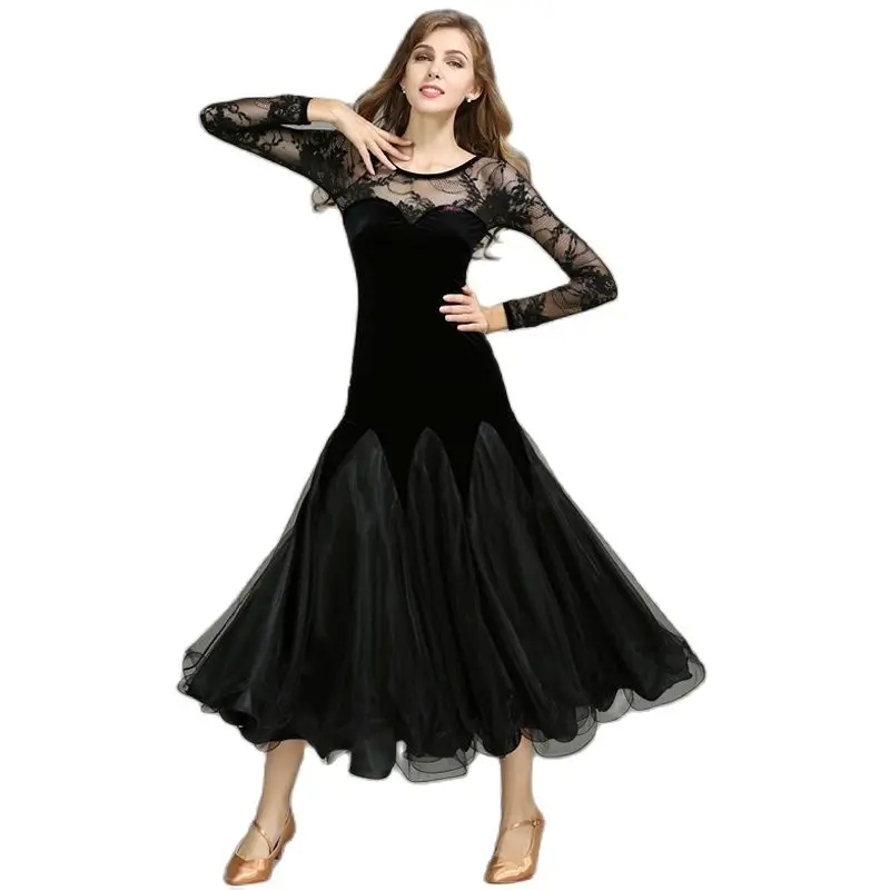 New Arrival Of Women's Long Sleeve Lace Ballroom Dancing Dress