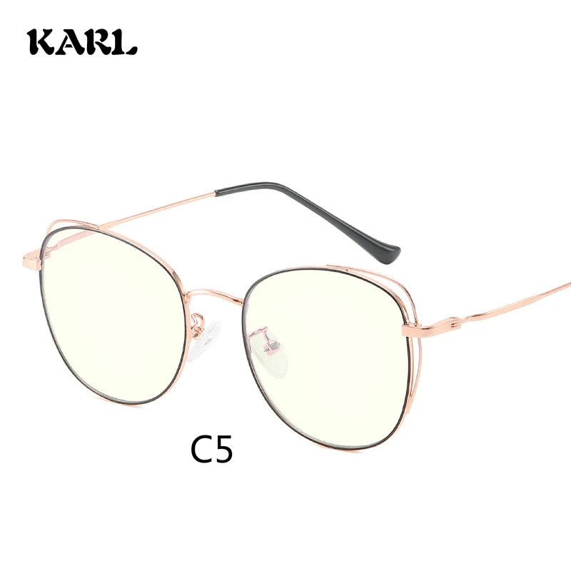 Rose gold black Computer Glasses Frame Eyewear Anti Blue Light Round Cat Eye Glasses Blue Light Glasses Women Anti Radiation Screen Eyeglasses - Цвет оправы: Rose gold black