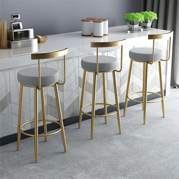 65cm/75cm Nordic Bar Stools Cashier Stools Back Bar Stools Home Simple High Chair Fashion Casual Creative Golden Dining Chair