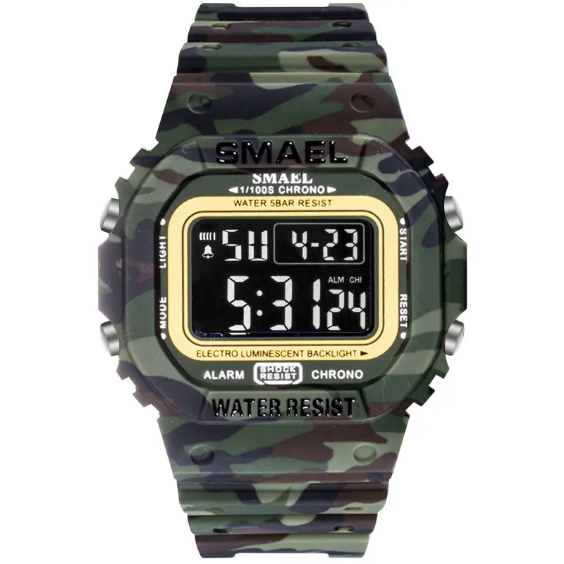 SMAEL Digital Watch for Men 50m Waterproof LED Display Auto Date Electronic Wristwatch Military Sport Watches Men's часы мужские 