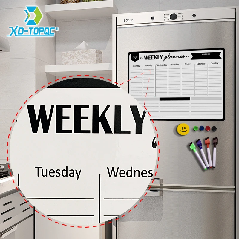 A3 Magnetic Weekly Planner Whiteboard Fridge Magnet 29.7*42cm Flexible Daily Message Drawing Refrigerator White Bulletin Board