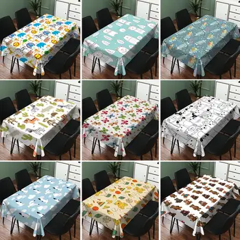 

New Oilproof Tablecloth Animal Pattern Waterproof Tablecloth Square Waterproof Dining Table Kitchen Tablecloth Household Goods