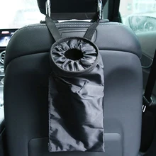 Asiento de coche portátil de vuelta de bolsa de basura de coche papeleras automáticas a prueba de fugas polvo funda, soporte caja de estilo de coche de la tela de Oxford
