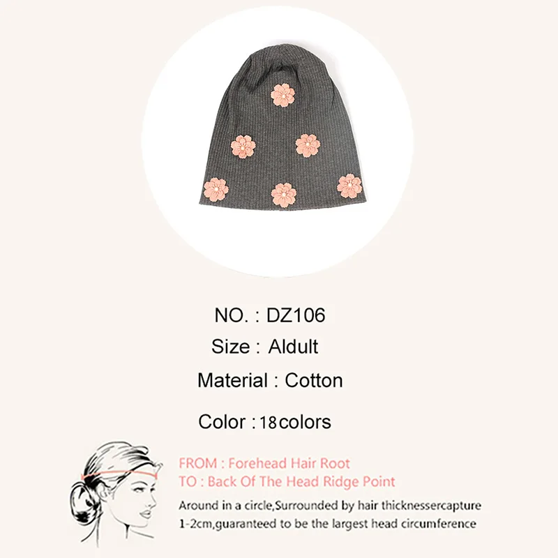 Geebro New Adult Hat For Men And Women Solid Color Flower Accessorie Ribbing Beanies Warm Soft Casual Skullies Bonnet Gorras Cap 2