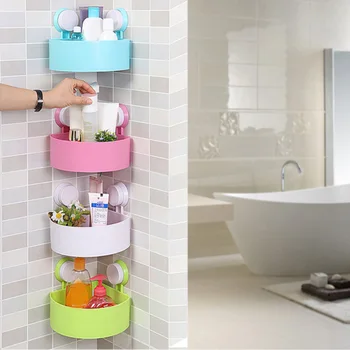 

Bathroom Kitchen Punch Corner Frame Shower Shelf Wrought Iron Shampoo Storage Rack Holder With Suction Cup Bathroom Accessories