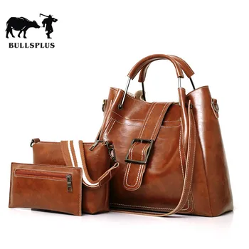 

Ladies bag2019 new oil wax pu leather women bag shoulder slung handbags women